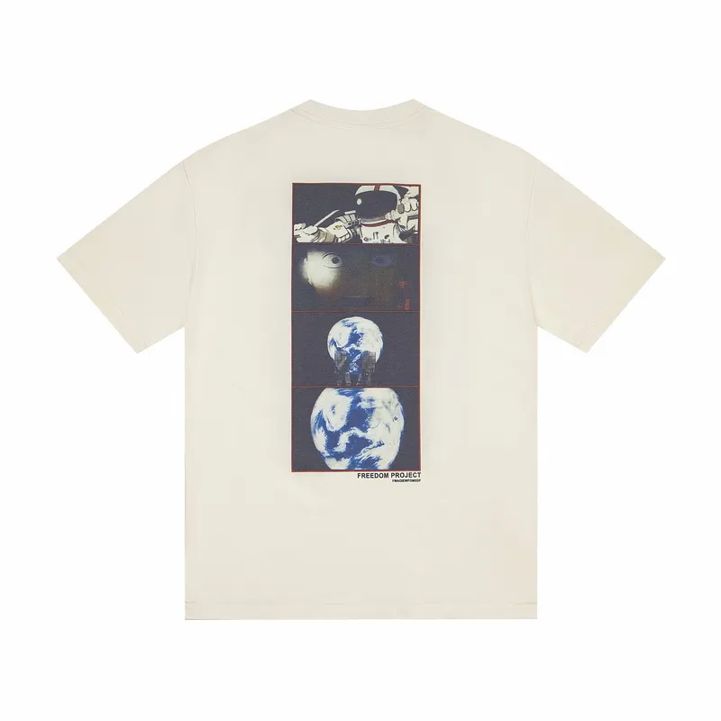 124💰S01# SAINT MICHAEL CHO fashionable astronaut print casual cotton loose short-sleeved T-shirt 15 apricot S, M, L, XL